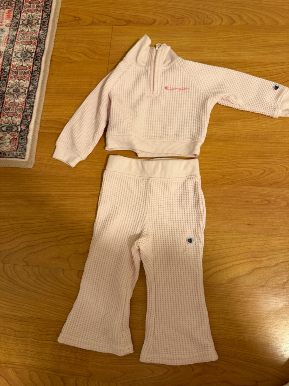 Champion Baby Pink Waffle Knit Jogger Pants